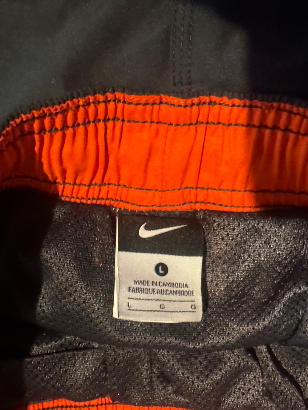 Nike Black Shorts with Bright Orange Waistband